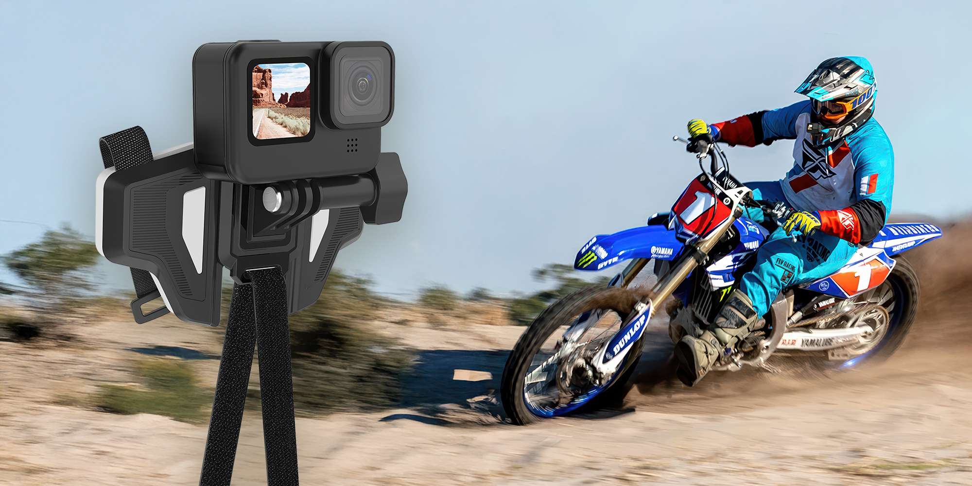 Mocowanie na kask motocyklowy Telesin GP-HBM-MT2-YH do kamer sportowych - szare